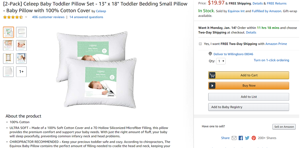 Celeep Baby Pillow