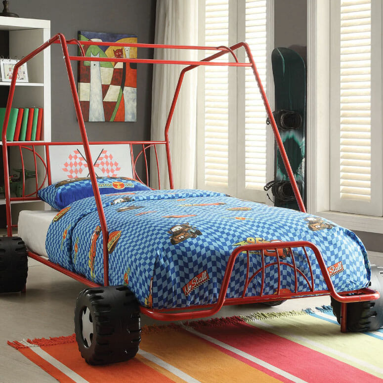 Xander Twin Car Bed Red Metal Dune Buggy Frame