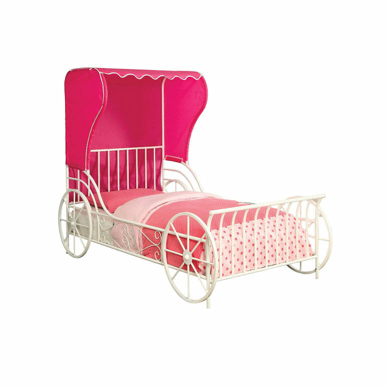 Furniture of America Paige White Metal Carriage Bed